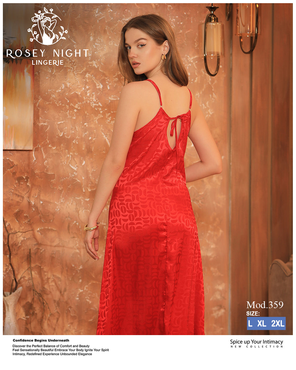 Ivory Lace Satin Nightdress (Code 359)