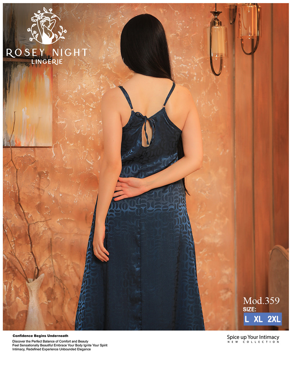 Ivory Lace Satin Nightdress (Code 359)