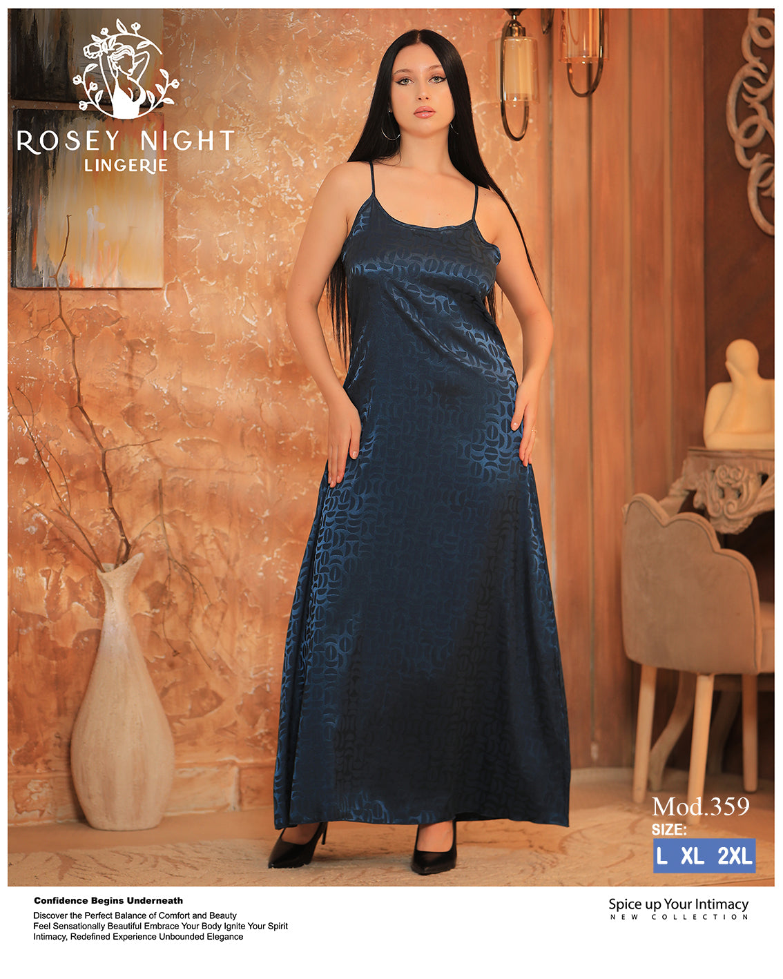 Ivory Lace Satin Nightdress (Code 359)