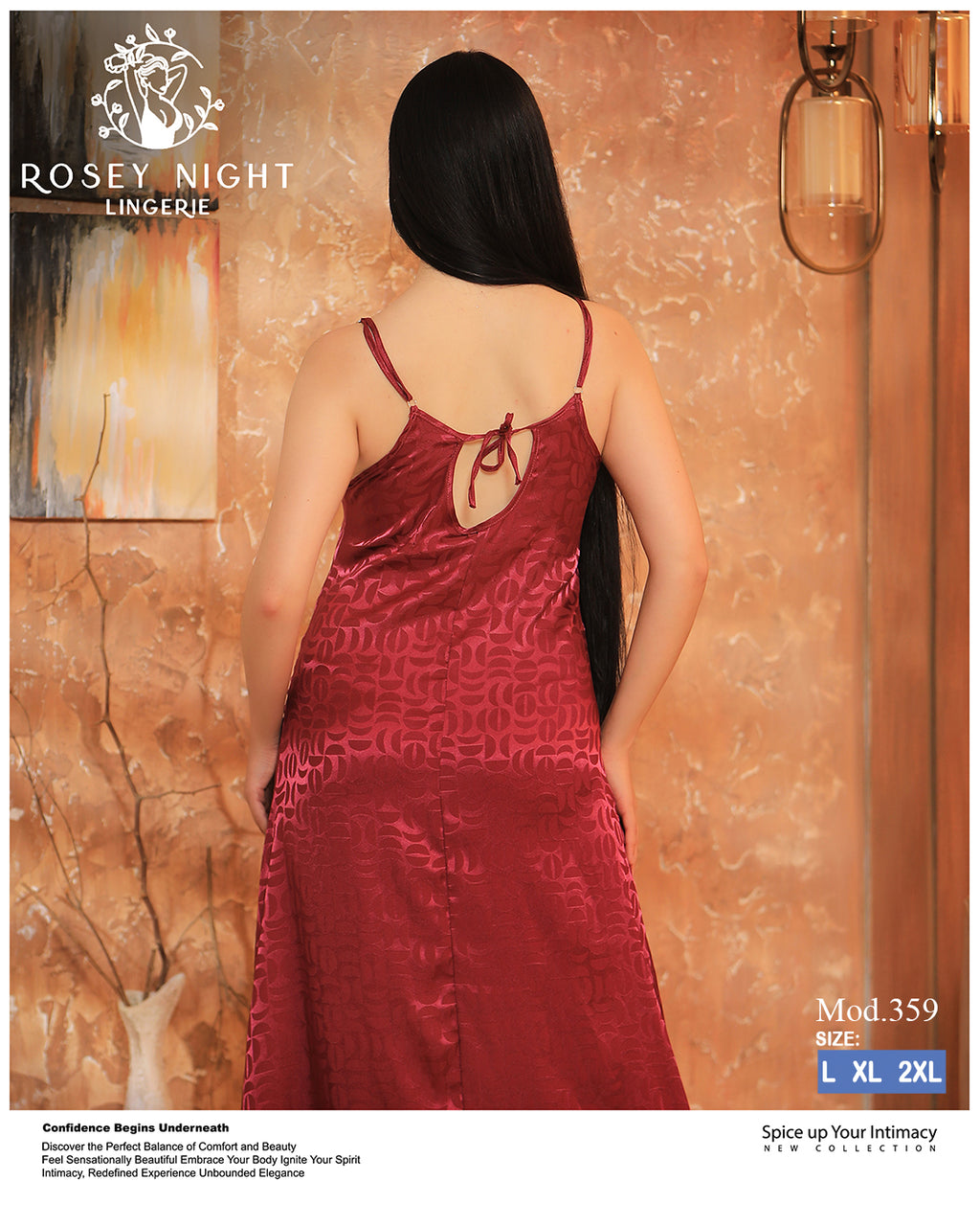 Ivory Lace Satin Nightdress (Code 359)