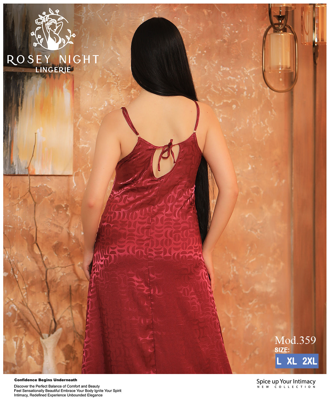 Ivory Lace Satin Nightdress (Code 359)