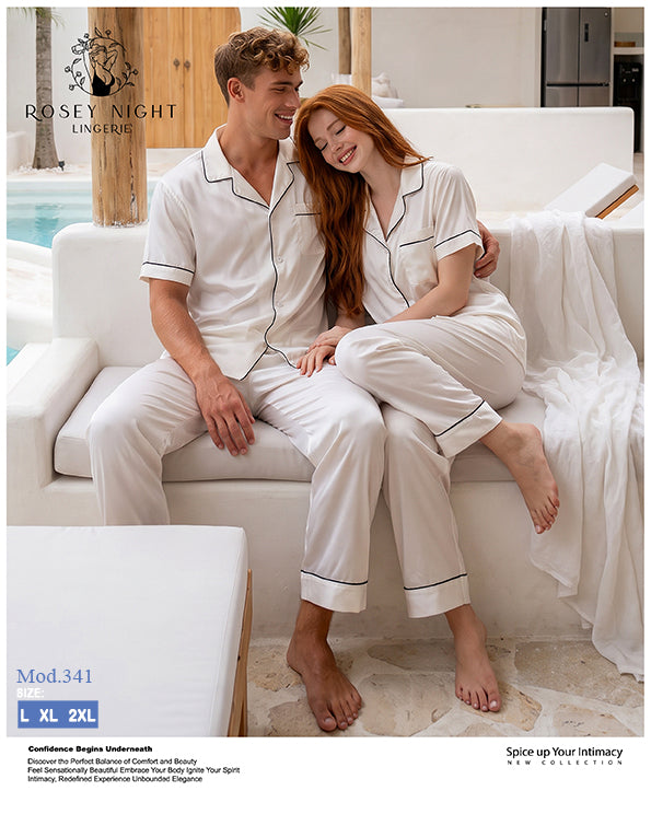 Satin Couple Pajama Set Mod. 341