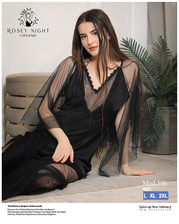 Satin noir Elegance Gown Mod.300