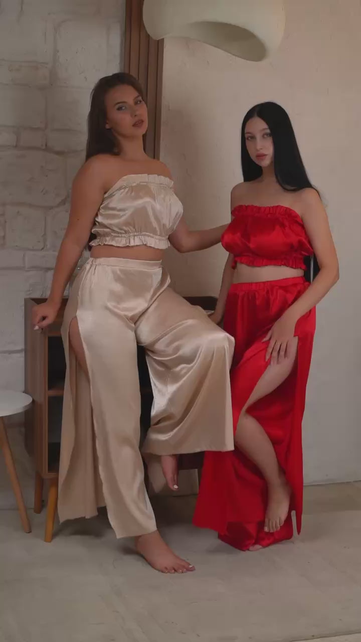 Satin Ruffle Lounge Set Mod.346